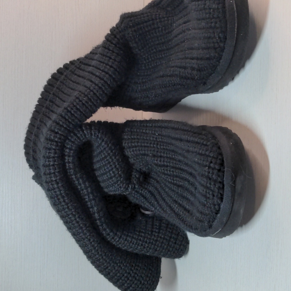 UGG Black Knit Moccasin Slippers